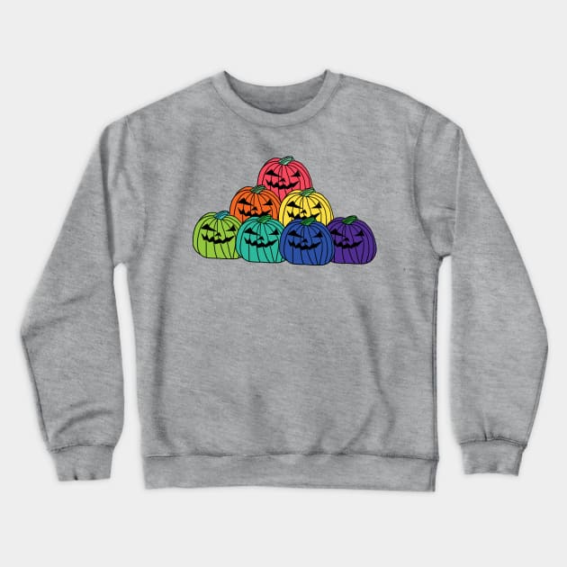 Colorful Spooky Halloween Horror Pumpkin Patch Crewneck Sweatshirt by ellenhenryart